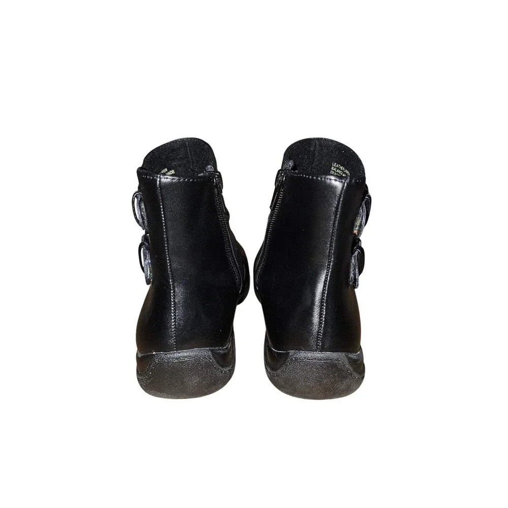 Earth Origins DeSoto‎ Black Leather Ankle Boots Buckle Zip Women's 6